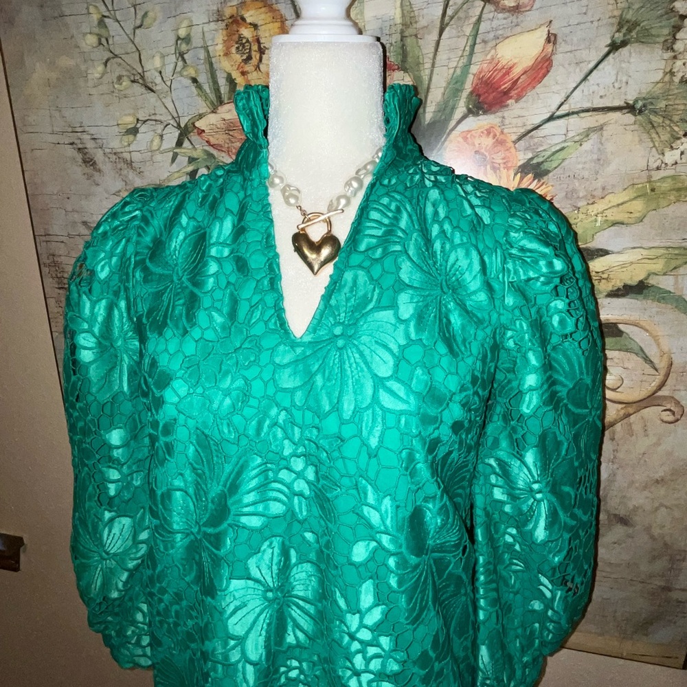 XS Tuckernuck Pomander Place Green Lace Cath Mini Dress - Picture 11 of 17